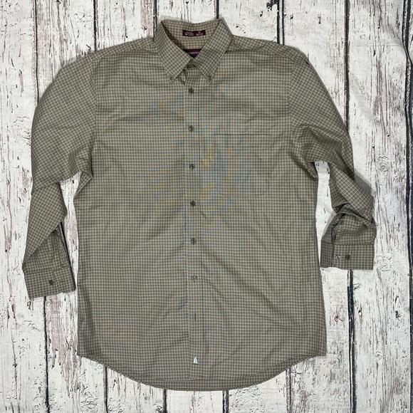 Nordstrom Checkered Long Sleeve Button Down Brown Long Sleeve Shirt Mens - Picture 1 of 5